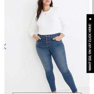 NWT Madewell 10" High-Rise Skinny Jeans in Dewitt Wash: Button-Front TENCEL™